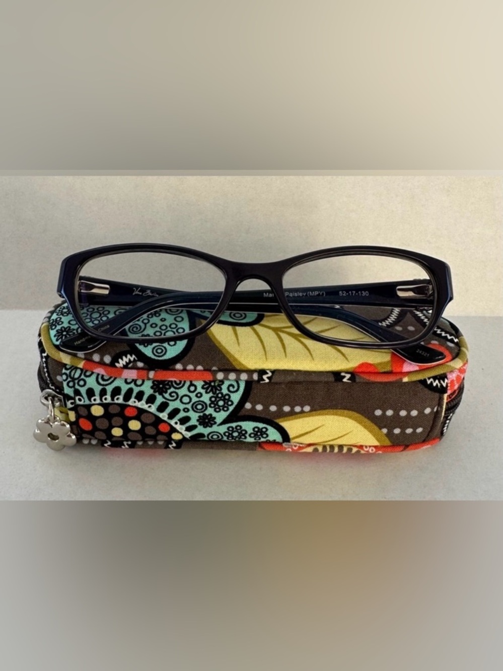 Vera Bradley Black Cat-Eye Glasses with Protective Case